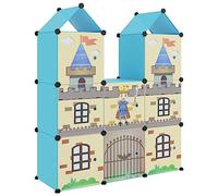 HEFZGDB Armario infantil modular con 8 cubos azul PP armario de almacenamiento multiusos zapatero zapatero para sala de estar, hall de entrada, dormitorio dormitorio