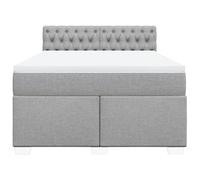 HEFZGDB Cama con somier con colchón, color gris claro, 160 x 200 cm, de tela, cama matrimonial, cama individual, cama doble, para dormitorio, albergue, salón, habitación de invitados