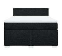 HEFZGDB Cama con somier con colchón, color negro, 160 x 200 cm, de tela, cama matrimonial, cama individual, cama doble para dormitorio, albergue, salón, habitación de invitados