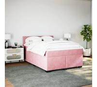 HEFZGDB Cama con somier con colchón, color rosa, 140 x 190 cm, terciopelo, cama matrimonial, cama matrimonial, cama doble para invitados, salón, albergue dormitorio