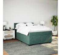 HEFZGDB Cama con somier con colchón, color verde oscuro, 140 x 190 cm, terciopelo, cama matrimonial, cama de matrimonio, cama doble para invitados, salón, albergue dormitorio