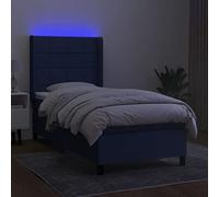 HEFZGDB Cama con somier con colchón y LED azul, 100 x 200 cm, de tela, cama matrimonial, cama individual, cama doble para invitados, salón, albergue dormitorio