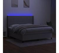 HEFZGDB Cama con somier con colchón y LED, color gris claro, 160 x 200 cm, de tela, cama matrimonial, cama individual, cama doble, para habitación de invitados, salón, albergue dormitorio