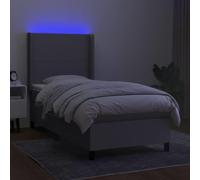 HEFZGDB Cama con somier con colchón y LED, color gris claro, 80 x 200 cm, de tela, cama matrimonial, cama individual, cama doble, para habitaciones de invitados, salón, albergue dormitorio