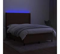 HEFZGDB Cama con somier con colchón y LED, color marrón oscuro, 140 x 200 cm, tela para cama matrimonial, cama individual, cama doble, para habitación de invitados, salón, albergue dormitorio