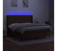 HEFZGDB Cama con somier con colchón y LED, color marrón oscuro, 180 x 200 cm, tela para cama matrimonial, cama individual, cama doble, para habitación de invitados, salón, albergue dormitorio