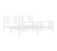 HEFZGDB Estructura de cama con cabecero y pie de metal, color blanco, 193 x 203 cm, cama juvenil, cama doble, para albergue, dormitorio, habitación de invitados, sala de estar