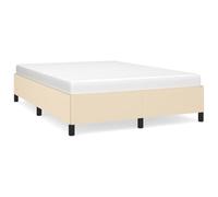 HEFZGDB Estructura de cama sin colchón, color crema, 140 x 190 cm, de tela, cama matrimonial, cama individual, cama doble, para albergue, habitación de invitados, dormitorio, sala de estar