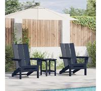 HEFZGDB Juego de 3 sillas plegables Adirondack, color azul marino, juego de 3 sillas de exterior para jardín, terraza y balcón | Sillón robusto de polietileno de alta densidad con asiento ergonómico y