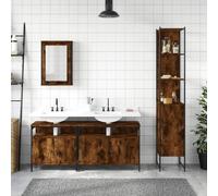 HEFZGDB Juego de 4 muebles de baño de roble ahumado, armario auxiliar para cocina, armario de baño, armario pequeño para zapatos, armario multiusos para aseo, cocina, habitación de invitados, sala de