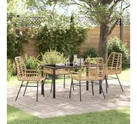 HEFZGDB Juego de comedor de jardín de 5 piezas, color marrón, polirratán, mimbre de polietileno, muebles de exterior con construcción resistente a la intemperie, resistente a los rayos UV y fácil de