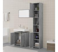 HEFZGDB Juego de muebles de baño de 3 piezas, color gris Sonoma, armario auxiliar para cocina, cuarto de baño, armario pequeño para zapatos, armario multiusos para habitaciones de invitados, cocina