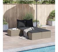 HEFZGDB Juego de muebles de jardín doble con cojín, gris claro, polirratán, polietileno, para exteriores, para terraza y balcón, diseño modular, marco de acero, resistente a la intemperie