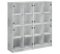 HEFZGDB Librería con puertas, color gris hormigón, 136 x 37 x 142 cm, material de madera, para cocina, pasillo, vitrina, cocina, para salón, postre, tienda, comedor, cocina