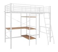 HEFZGDB Litera con marco de mesa blanco metal 90 x 200 cm cama juvenil cama cama cama individual para salón, dormitorio, albergue habitación de invitados