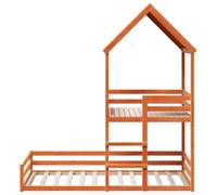 HEFZGDB Litera con techo marrón cera, 90 x 190 cm, madera maciza de pino, cama juvenil, cama de invitados, cama familiar, marco de cama para dormitorio, salón, habitación de invitados, albergue