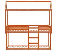 HEFZGDB Litera con techo marrón cera, 90 x 190 cm, madera maciza de pino, cama juvenil, cama de invitados, cama de invitados, cama individual para salón, habitación de invitados, albergue dormitorio