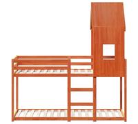 HEFZGDB Litera con techo marrón cera, 90 x 200 cm, madera maciza de pino, cama de invitados, cama de invitados, cama familiar, para salón, dormitorio, albergue, habitación de invitados