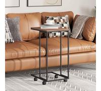 HEFZGDB Mesa auxiliar con ruedas, color negro, 40 x 30 x 63,5 cm, material de madera, diseño C, marco de hierro, 4 ruedas, práctico carrito de servir y mesa decorativa para el salón
