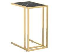 HEFZGDB Mesa auxiliar para ordenador, mármol negro, 50 x 35 x 65 cm, cristal templado, mesa pequeña para sala de estar, sofá, mesa para dormitorio, balcón, comedor, sala de estar
