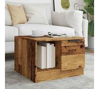 HEFZGDB Mesa de centro con aspecto de madera envejecida, 50 x 50 x 36 cm, material de madera, mesa de café, mesa de televisión, mesa auxiliar para salón, balcón, jardín, patio
