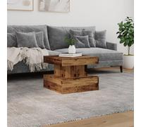HEFZGDB Mesa de centro con luces LED, aspecto de madera antigua, 50 x 50 x 40 cm, mesa de salón, mesa de salón, pequeña, mesa de televisión, mesa de café para café, patio, jardín, salón