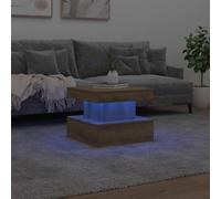HEFZGDB Mesa de centro con luces LED de roble Artisan, 50 x 50 x 40 cm, mesa de salón moderna, mesa de salón, pequeña mesa de televisión, mesa de café para café, patio, jardín, salón