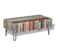 HEFZGDB Mesa de centro de madera maciza envejecida, 100 x 50 x 38 cm, mesa de café, mesa de televisión, mesa auxiliar para salón, salón, jardín, balcón