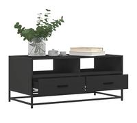 HEFZGDB Mesa de centro negra 100 x 50 x 45 cm, madera y metal, mesa de café, mesa de televisión, mesa auxiliar para salón, mesa auxiliar, pequeña para jardín, cafetería, salón, balcón