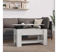 HEFZGDB Mesa de centro regulable en altura, color gris hormigón, 101 x 49 x 52 cm, de material de madera con compartimento oculto y superficie lisa, versátil como mesa de comedor o mesa de ordenador,
