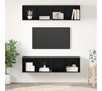 HEFZGDB Mueble de pared para TV con estante, 4 unidades, roble negro, 37 x 37 x 72 cm, modular, solución de almacenamiento para libros y decoración