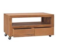 HEFZGDB Mueble de TV con ruedas, 80 x 50 x 42 cm, madera maciza de teca, armario bajo para salón, TV, mesa de café, TV, armario para oficina, salón, dormitorio, sala de recreación