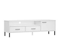 HEFZGDB Mueble de TV Oslo con patas de metal, color blanco, madera maciza de pino, mesa de televisión, mesa auxiliar, mesa auxiliar, mesa de salón, muebles para sala de estar, habitación de invitados