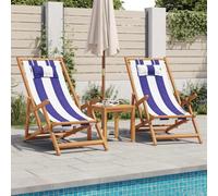 HEFZGDB Silla de playa plegable azul blanco madera maciza de eucalipto y tela silla con reposabrazos sillón salón salón sillón de jardín para balcón parques terraza patio