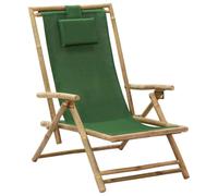 HEFZGDB Silla de relax plegable de bambú con respaldo ajustable y cojín adicional para jardín y terraza, plegable y resistente, con gran comodidad