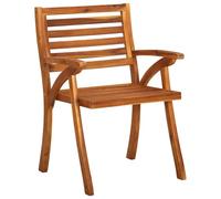 HEFZGDB Sillas de comedor de jardín con cojín, 3 unidades, madera maciza de acacia, taburete pequeño, silla de jardín, salón, silla con reposabrazos para terraza, jardín, patio, balcón