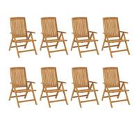 HEFZGDB Sillas de jardín con cojines, 8 unidades, madera maciza de teca, taburete pequeño, sillas de jardín, sillas de comedor, sillones pequeños para patio, parques, balcón, jardín
