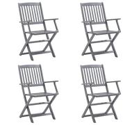 HEFZGDB Sillas de jardín plegables 4 unidades con cojín de asiento de madera maciza de acacia pequeño taburete de jardín silla de camping silla de jardín para balcón jardín patio parques