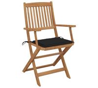 HEFZGDB Sillas de jardín plegables 6 unidades con cojín de madera maciza de acacia para camping, silla de jardín, taburete pequeño para balcón, parques, patio o terraza