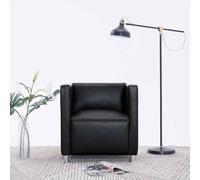 HEFZGDB Sillón cubo negro de piel sintética con patas de metal, 1 pieza, sillón clásico para salón y cafetería, cómodo asiento con durabilidad, moderno sillón de cóctel