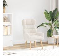 HEFZGDB Sillón de relax de tela de lana color crema moderno con patas de madera para salón, diseño ergonómico, reposabrazos acolchados, resistente a las manchas, estilo contemporáneo