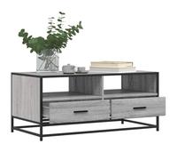 HEFZGDB Sonoma - Mesa de centro gris 100 x 50 x 45 cm, madera y metal, mesa de televisión, mesa auxiliar, pequeña para jardín, cafetería, salón, balcón