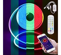 HEGEHE 2m Luz de Neón Flexible de 12 V Tira LED RGB Impermeable con Sincronización de Música de Controlador WiFi Remoto Regulable, APLICACIÓN Smart Life Trabaja con Alexa Google Assistant SmartThing
