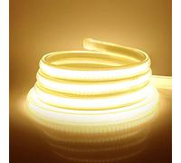HEGEHE Alto Brillo Tira de LED COB 220V con Interruptor Alimentación, 360LEDs/m, IP65 Impermeable, Corte cada 50cm, Luz de Cuerda Flexible para Navidad, Halloween, Fiestas, Bodas (4m, Blanco Cálido)