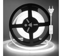 HEGEHE Conexión a AC 230V COB Tira Autoadhesiva, 240 LEDs/m Tira LED Flexible Superbrillante COB Neon con Interruptor ON/OFF, Cortable Cada 10cm, Tira LED Interior para Navidad (Blanco Frio, 5m)