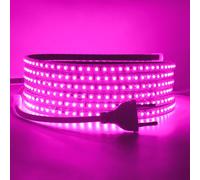HEGEHE Conexión a AC220-240V Tira de LED,120LEDs/m SMD2835 Flexible Superbright Tira de luz LED cadena de luz de cuerda Autoadhesiva con enchufe para Navidad（1m, Rosa）