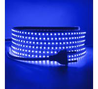 HEGEHE Conexión a AC220-240V Tira de LED,120LEDs/m SMD2835 Flexible Superbright Tira de luz LED cadena de luz de cuerda Autoadhesiva con enchufe para Navidad（12m, Azul）