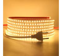 HEGEHE Conexión a AC220-240V Tira de LED,120LEDs/m SMD2835 Flexible Superbright Tira de luz LED cadena de luz de cuerda Autoadhesiva con enchufe para Navidad（0.5m, Blanco Cálido）