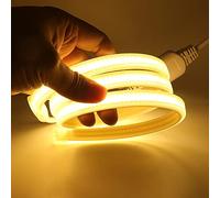 HEGEHE Flexible Tira de LED COB 220V con Cable de Alimentación, 288 LED/m Luz de Cuerda de Alto Brillo, Cada Corte de 50cm, IP65 Impermeable (9m, Blanco Cálido)