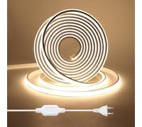 HEGEHE Tira de LED COB 25m, Flexible Tiras de Neón 220V con Cable de Alimentación, Cada Corte de 50cm, 288LEDs/m Blanco Natural Luz de Cuerda de Alto Brillo para decoración de Navidad e iluminación